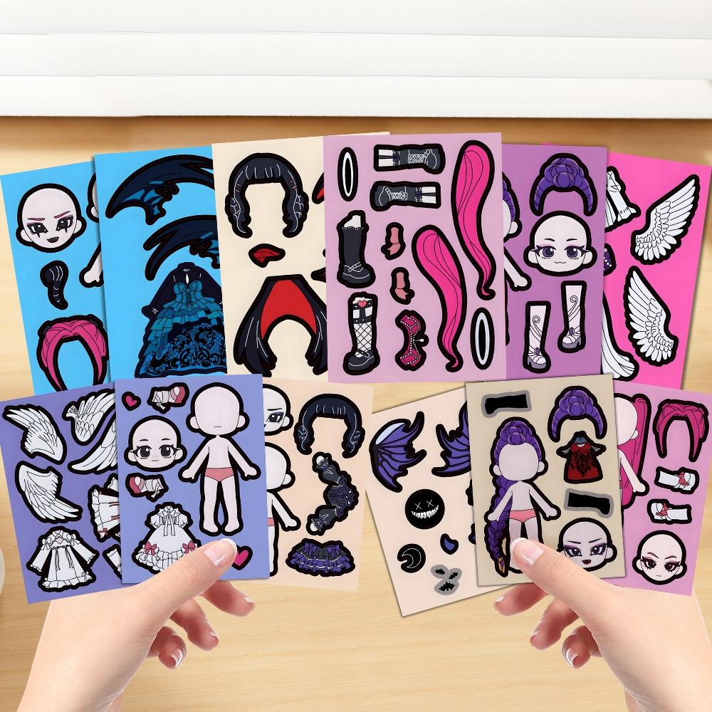 Cute Demon Hunters 3 Girls Group Cartoon DIY Dress-Up Stickers, Movable ...