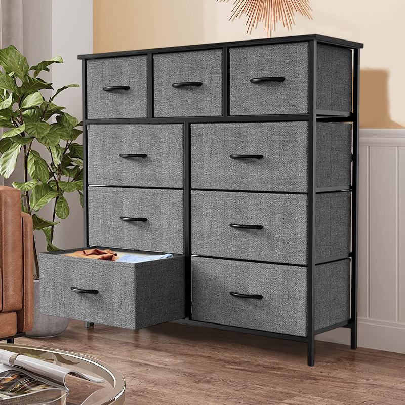 9 Drawer Dresser for Bedroom, Fabric Tall Dressers & Chests of Drawers, Organizer Storage Tower for Bedroom, Living Room, Hallway, Closet, Girls, Bedroom Furniture, Dresser Cabinet, Storage Shelf