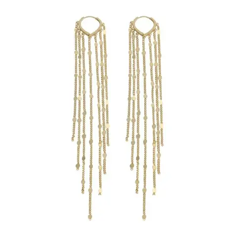 Tewiky 14K Gold Plated Long Chain Tassel Threader Drop Dangle Earrings for Female - Hypoallergenic Stainless Steel Party Wear Jewelry, Ideal Mother's Day Gift summerwins-LB