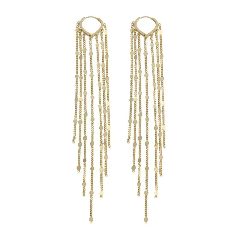 Tewiky 14K Gold Plated Long Tassel Earrings for Women,Chain Tassel Threader Earrings Trend Dangling,Trendy Hypoallergenic Bride Party Prom Jewelry and Women Gifts For Mother's Day gifts summerwins-LB
