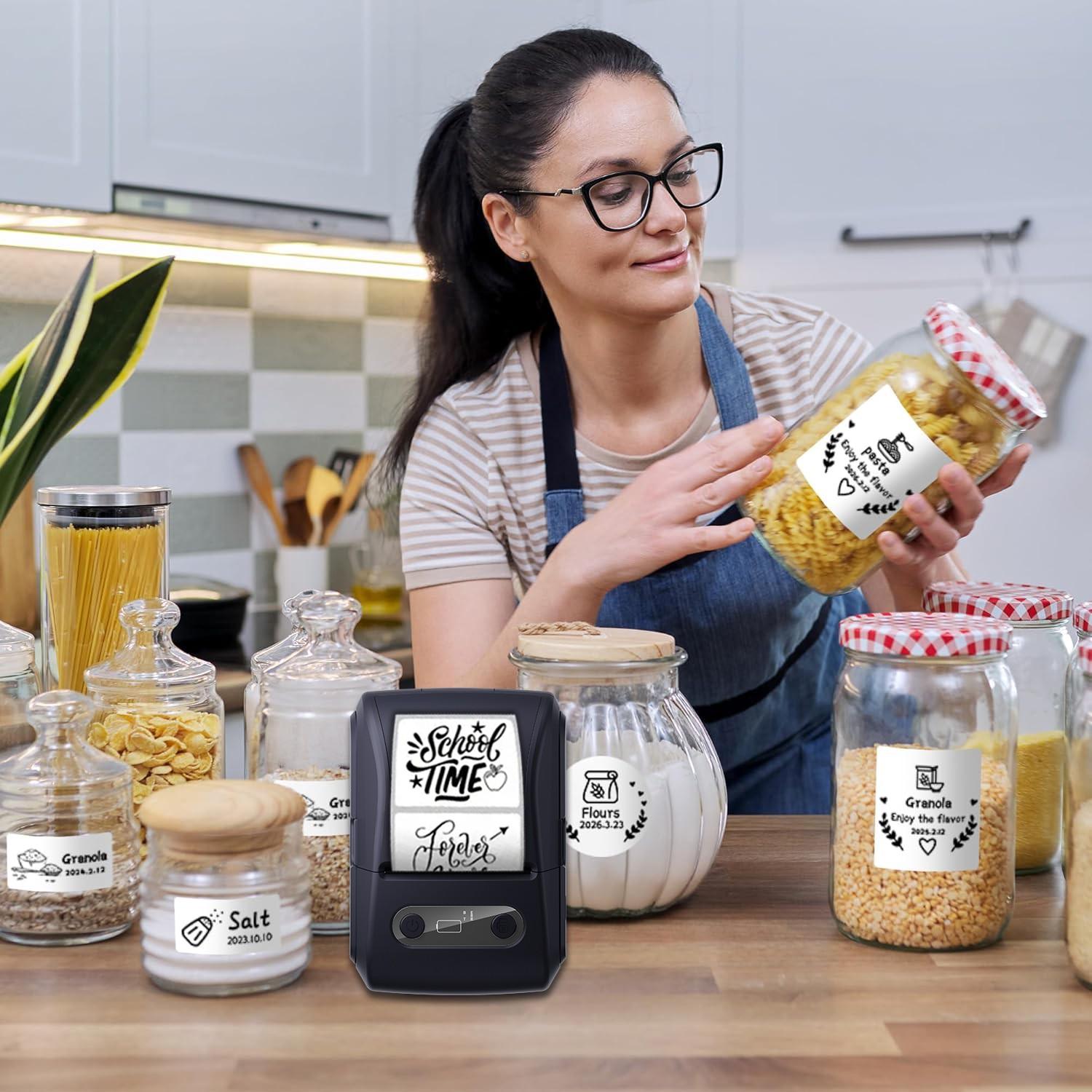 HZTZ Portable Wireless Thermal Label Printer, Mini Barcode & Sticker Making Machine, Suitable for Office Retail Jewelry Labels, Compatible with Smartphones