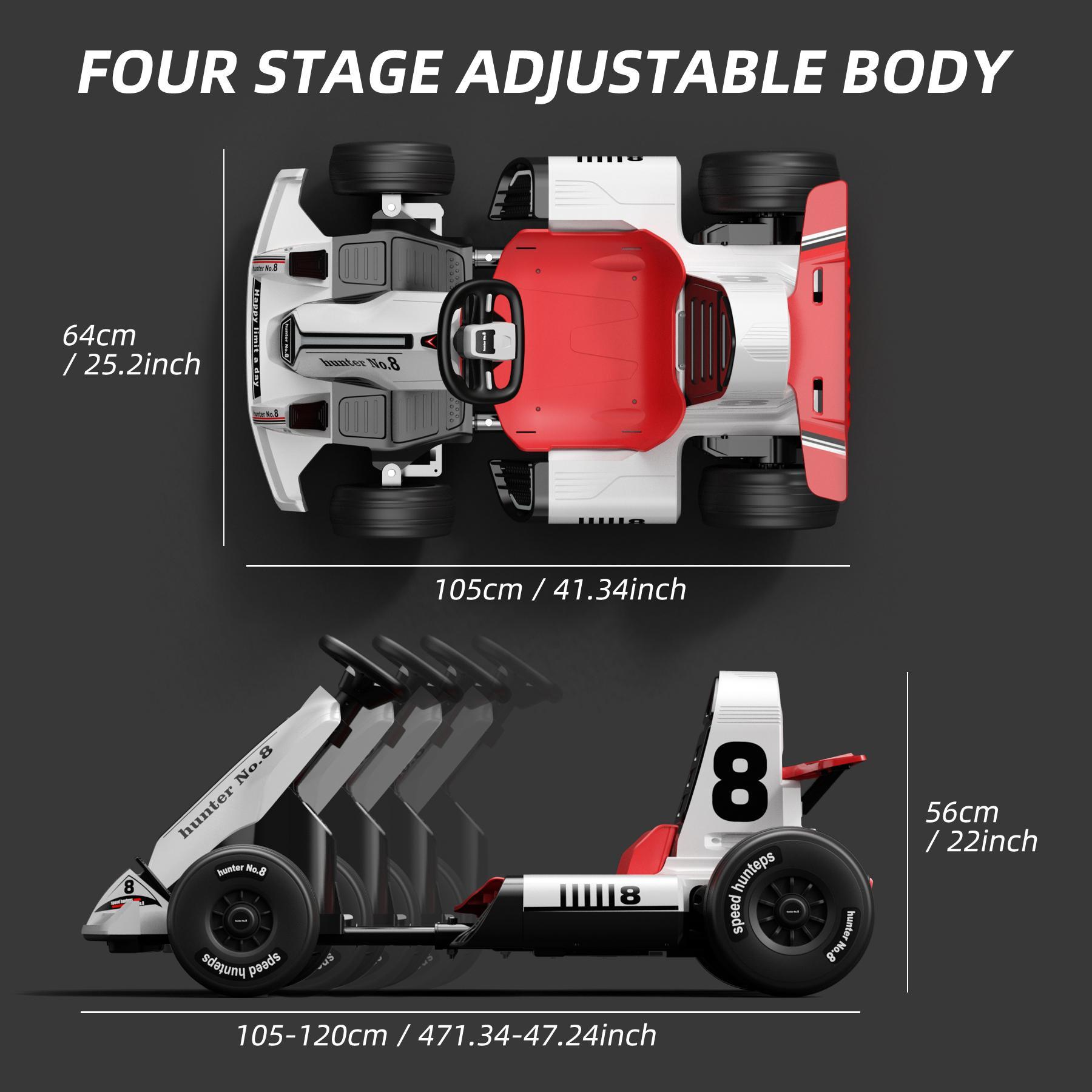 XJD 12V/24V  Electric Go Kart for Kids Battery Powered Pedal Go Kart with Remote Control/ LED Lights /USB Bluetooth Steering Wheel Motor Driving Play Mini Dirt Bikes Rechargeable Car