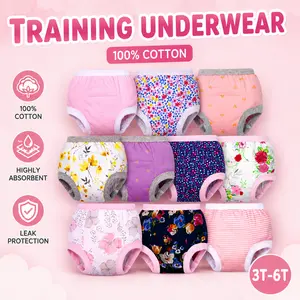 Training Underwear for Toddlers, 100% Cotton Absorbent Unisex Pee Pants for Boys and Girls, Soft Comfortable Potty Training Underwear for Diaper Transition, Daytime Toilet Training, Nursery, Travel and Everyday Wear