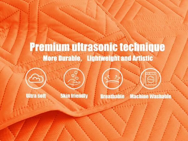 Whale Flotilla Soft Quilt Set for All Seasons,Ultrasonic Geometric Bedding Set, Lightweight Reversible Bedspread, Coverlet, Bed Cover with Pillow Shams