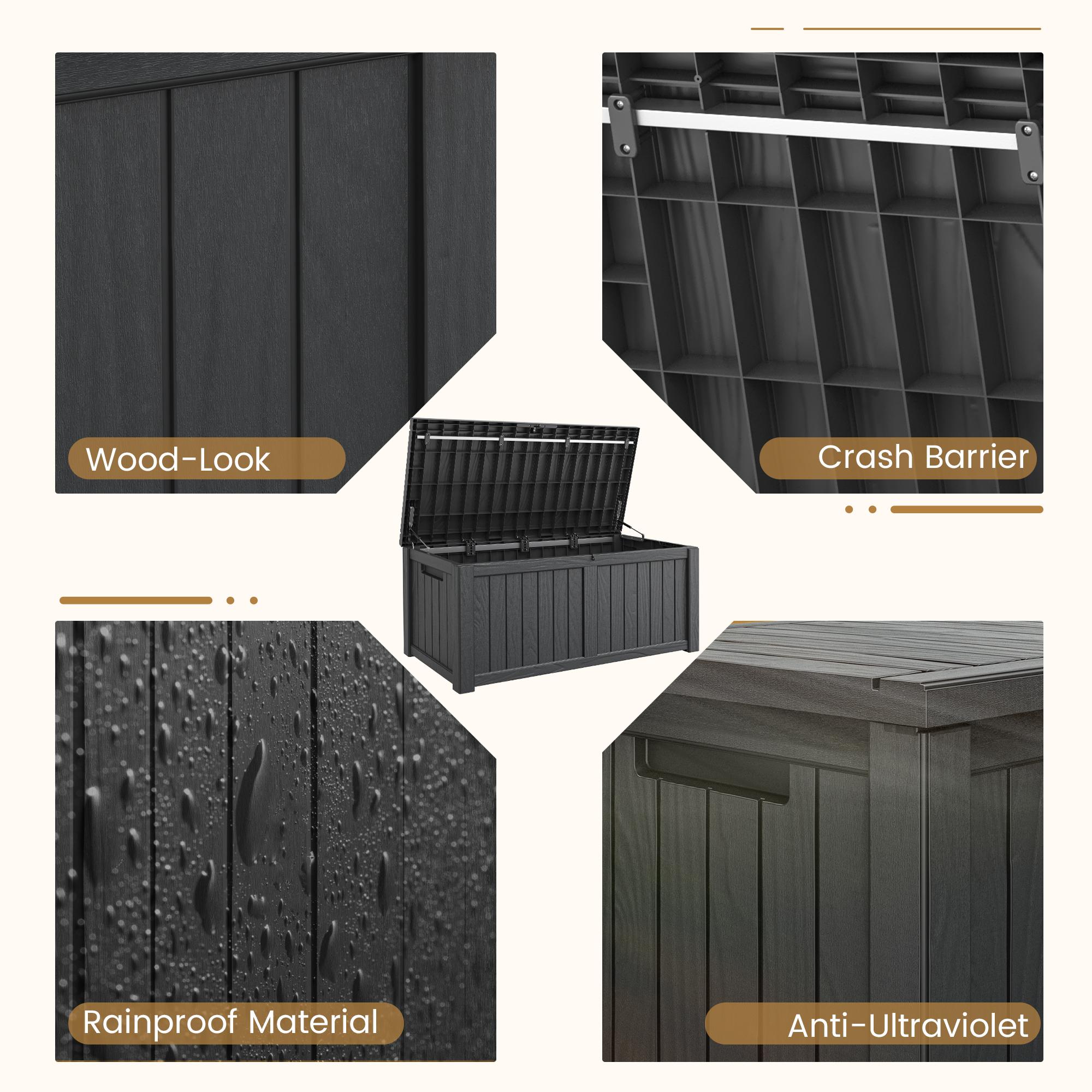 LHBCRAFT 31/72/120-gallon outdoor deck storage box Waterproof, Lockable, Extra Seat, UV 1000+ Anti-ultraviolet, Easy Installation, Reinforced Structures,Christmas gift