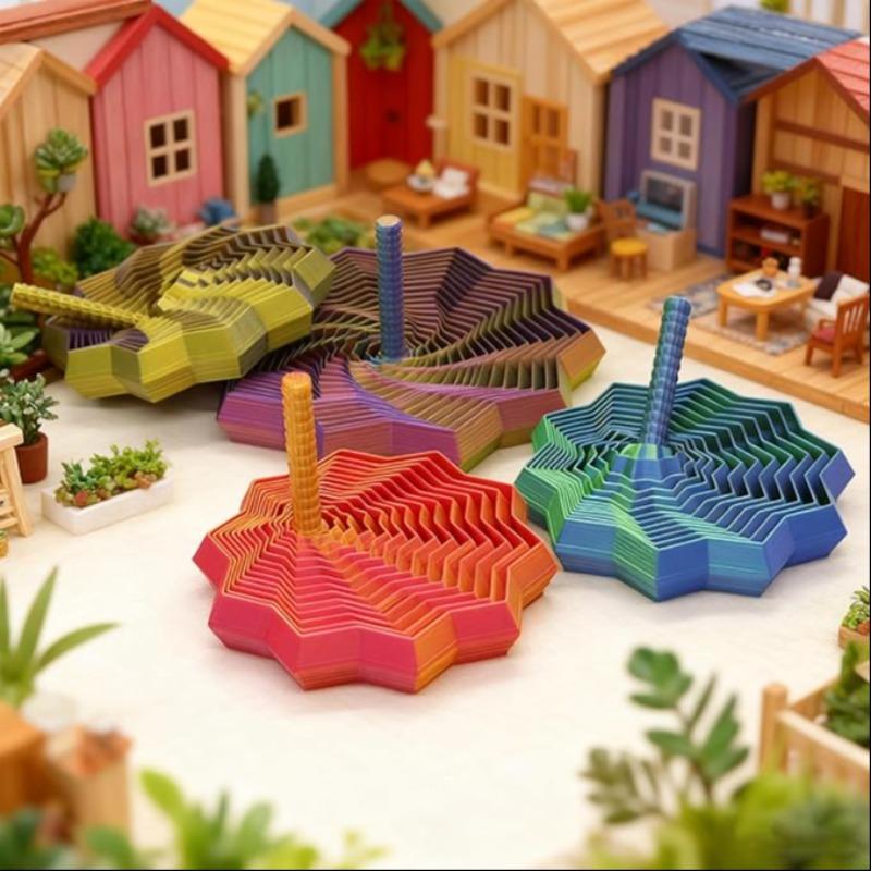 3D Printed Sensory Star Shape, Handheld Fractal Hexagon Decompression Toy, Office Desk Pressure Reliever, Stress Relief Fidgeting, Rotating Spiral