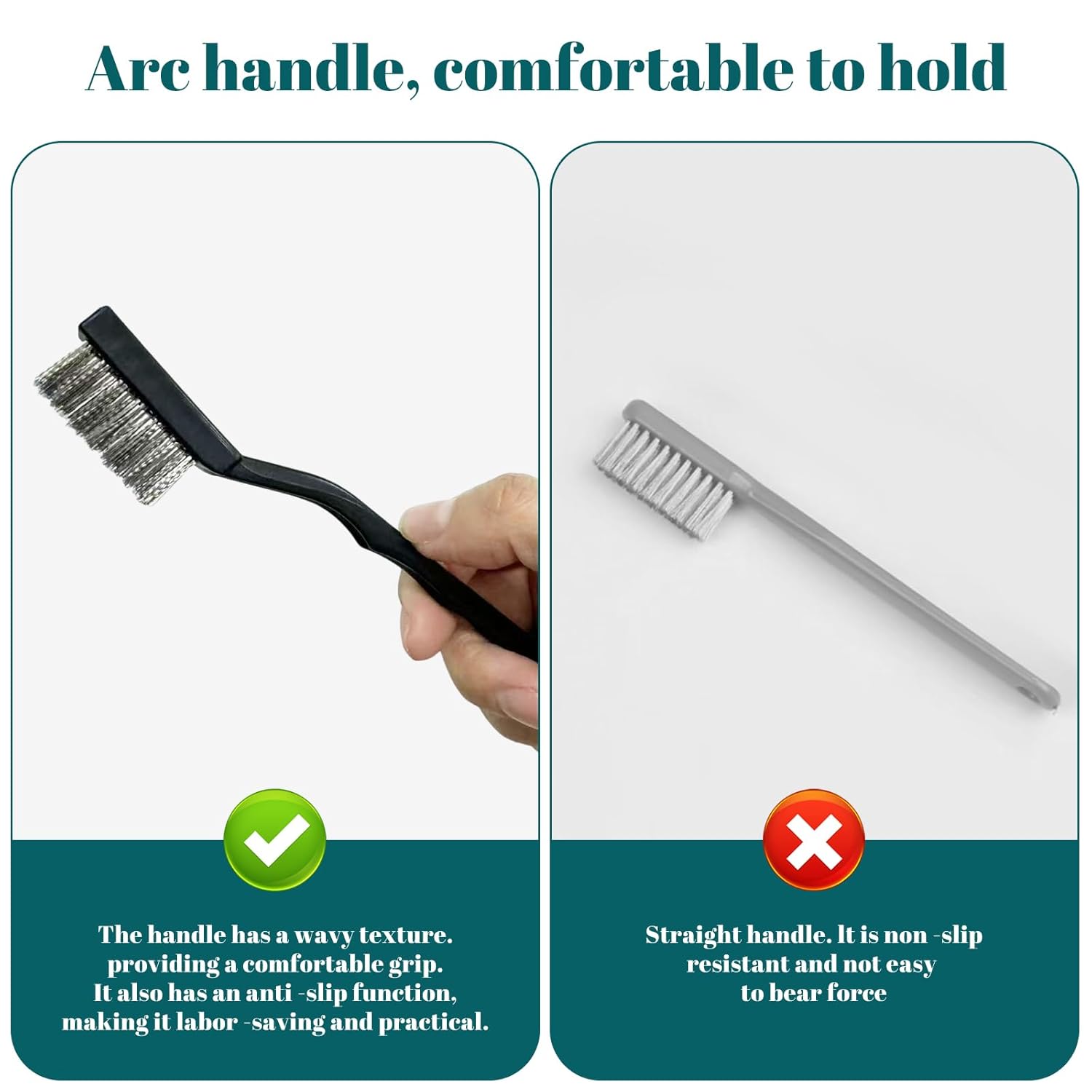 20 count Mini Wire Brush Stainless Steel Brush Set, Curved Handle Masonry Brush Wire Brush for Cleaning Welding Slag and Rust