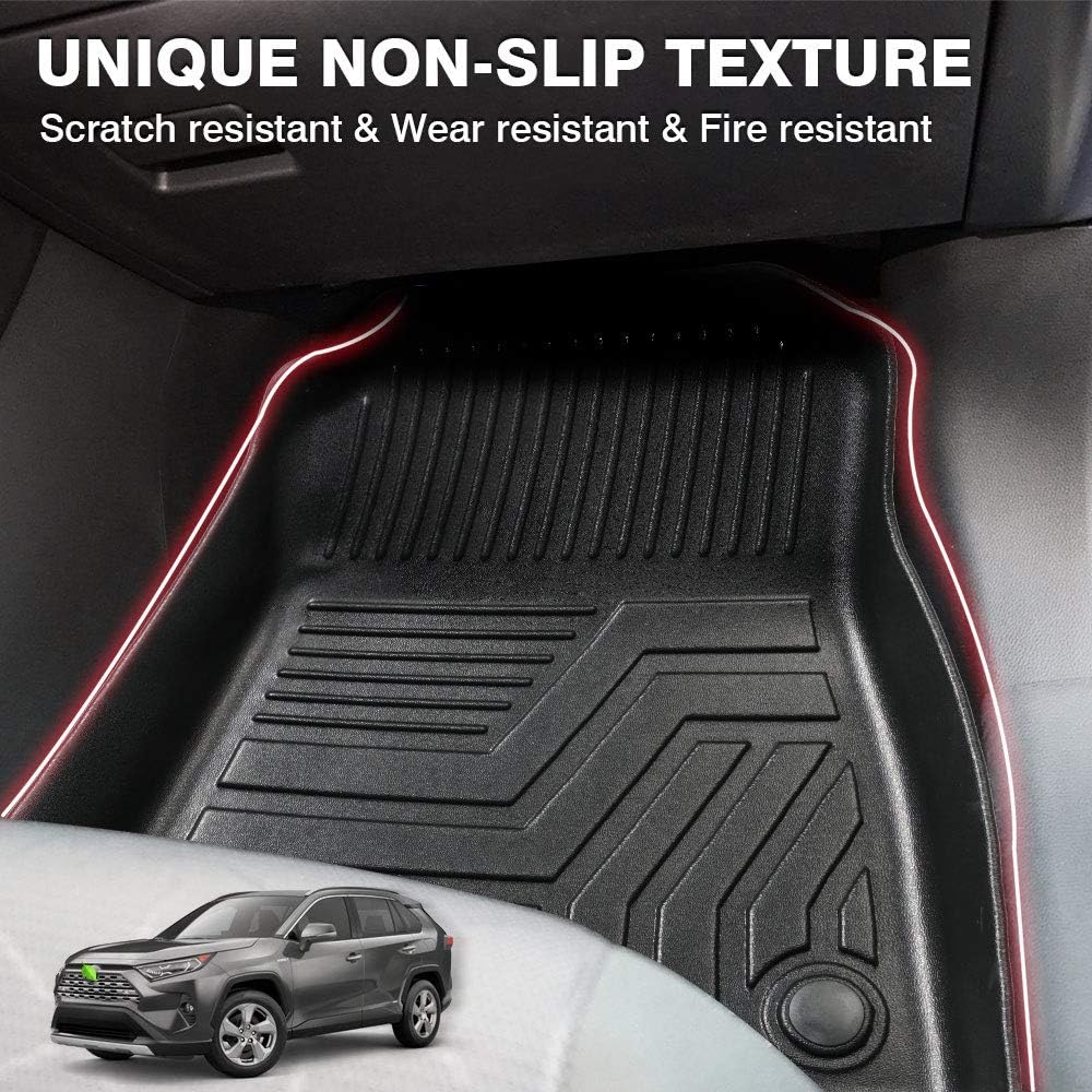 Canvcle Floor Mats for 2019-2025 Toyota RAV4 Gas/Hybrid 3D TPE All-Weather Heavy-Duty Liners with Enhanced Edge Protection & Easy Maintenance