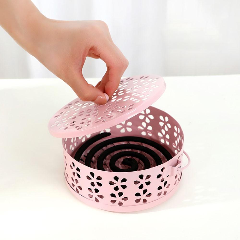 Modern Simple Iron Art Mosquito Coil Holder, Home Use Incense Tray, Fireproof Anti-Scald, Indoor Storage Box for Incense Burner