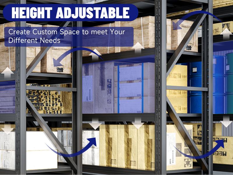 Letaya 71"W Metal Storage Shelves, 5000LBS Heavy Duty Garage Shelving Units, Storage Rack and Industrial Shelf for Warehouse 71"W x 24"D x 69"H,Black