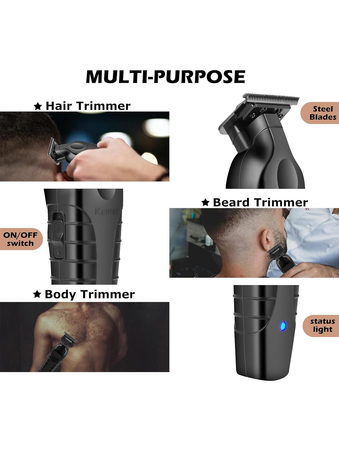 Professional Hair Trimmer, 1-Box Wireless Hair Clipper with Guide Comb, Cleaning Brush and USB Charging Cable, Multifunctional Cordless Rechargeable Hair Shaver for Men #GLOBAL PICKS