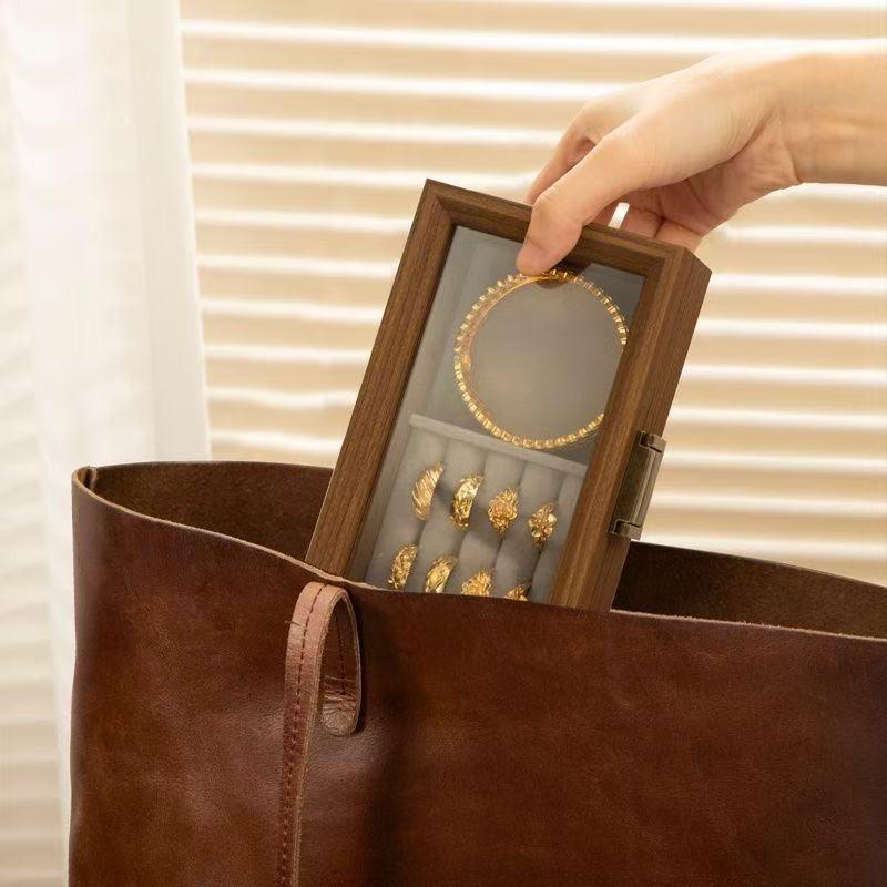 Vintage Simple Multifunctional Jewelry Box, Ring Storage Case, Travel-Friendly Portable Organizer for Bracelets, Necklaces, Earrings