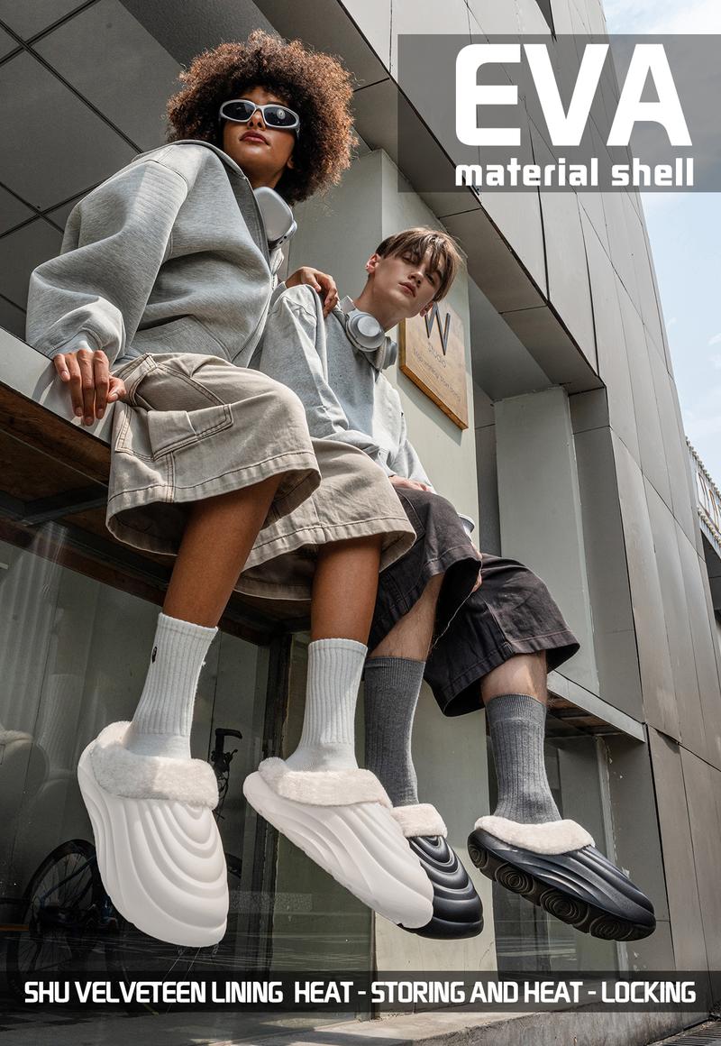 YASSIA Cozy Waterproof Fleece-Lined Winter Slides | Warm & Non-Slip Indoor Outdoor Slippers