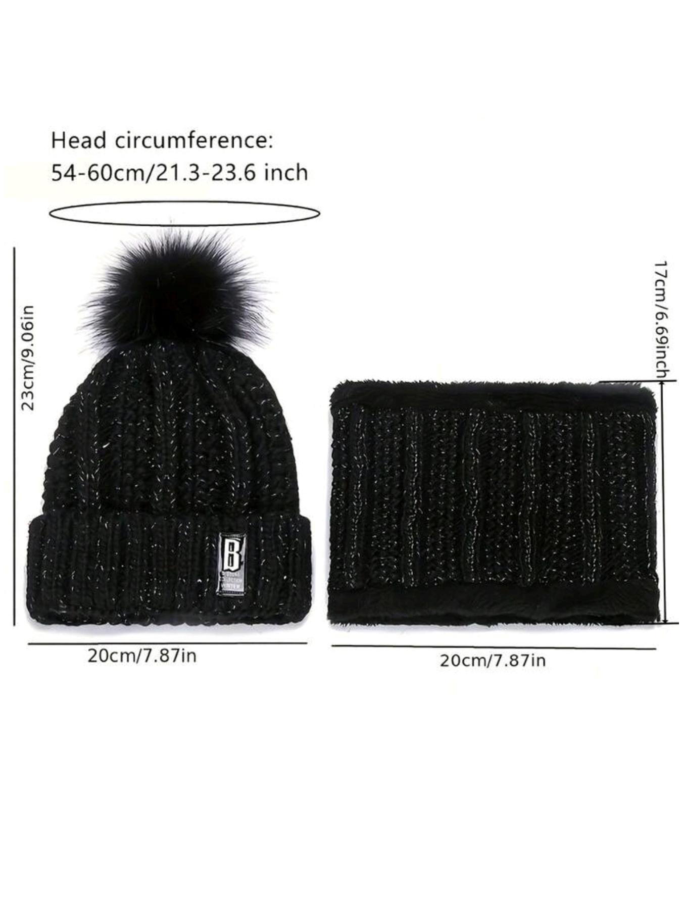 Cozy Winter Hat and Scarf Set, Accessories Set for Men and Women, Thickened Plush Knit, Windproof and Cold-proof Design, Soft Warm Thermal, for Outdoor Leisure, Travel, Daily Streetwear, Black Flatbill Hat