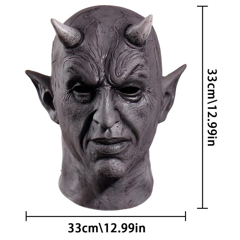 Evil Devil Mask with Horns Design, Horror Demon Halloween Latex Helmet, Create Spooky Atmosphere for Halloween Cosplay & Horror Theme Parties, Perfect Costume Accessory