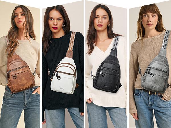 Leresas Crossbody Bag for Women Men, 7L Sling Bag with Adjustable Strap, Vegan Leather Shoulder Bag Crossbody Purse for Travel Essentials, Work, Daily Use, Compact Backpack-Style Analog Bag Crossbodybag, Great Gifts for Birthday Valentine's Day