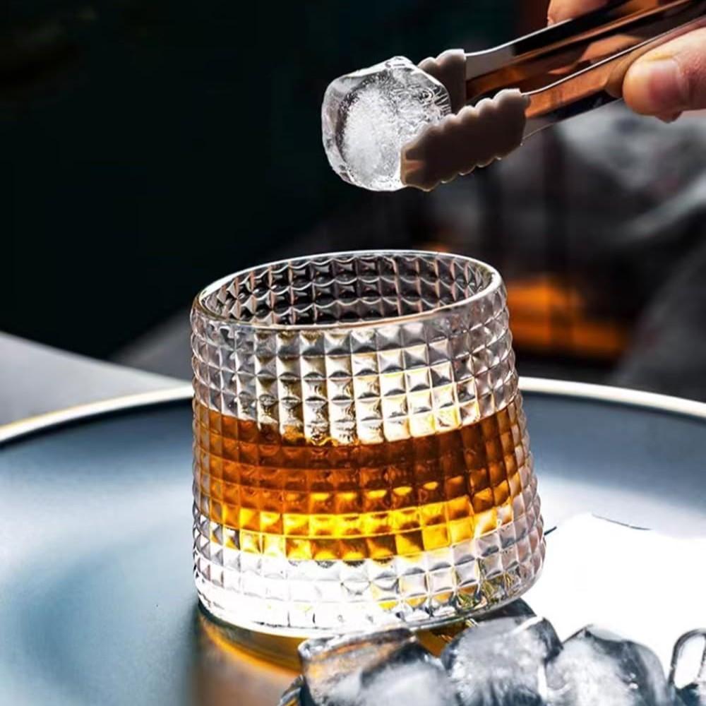 3 Piece Crystal Glass Whiskey Cup Set, Rotating Classic Old Fashioned Glassware, Home Water Mug, Ice Americano Coffee Cup, Bar Glass, Drinkware, Tumblers
