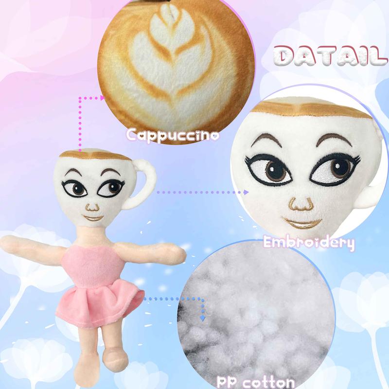 Tung Tung Sahur cappuccino plush doll - expressive eyes, soft polyester fabric for home decoration and gifts, playable design Perfect gift for boys and girls on birthdays or holidays such as Christmas and  Huggable Stuffed Animal Kawaii Stuffed Animals
