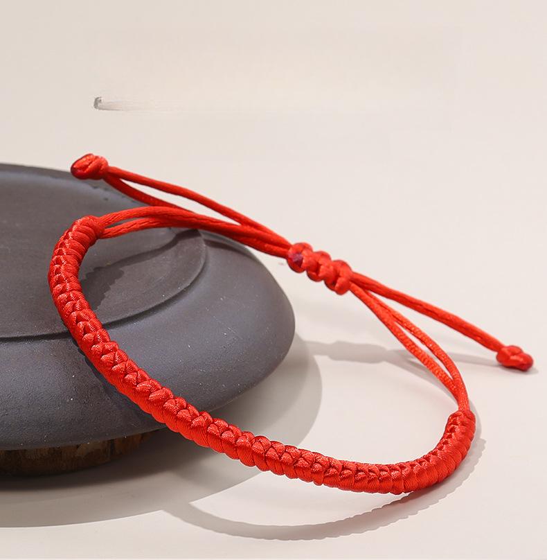 Lucky Red Braided Rope Bracelet, Handmade Adjustable Cord for Him & Her Matching Jewelry