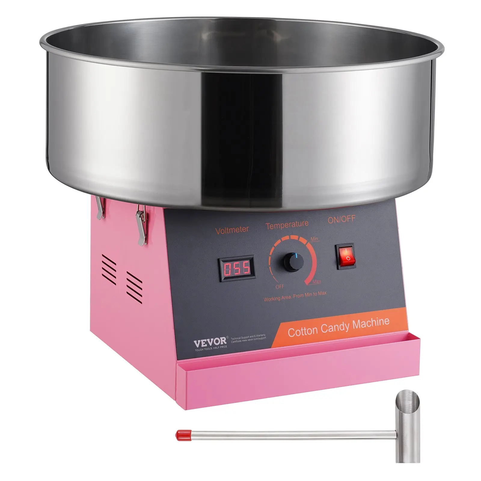 VEVOR Electric Cotton Candy Machine, 1000W Candy Floss Maker, Commercial Cotton Candy Machine with Stainless Steel Bowl, and Sugar Scoop, Perfect for Home Kids Birthday, Family Party (Pink)