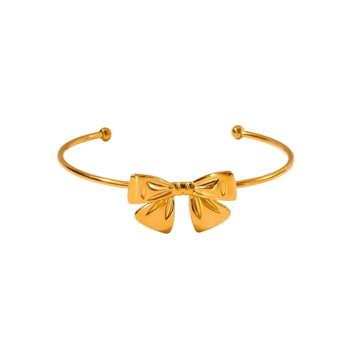 Golden stainless steel bow bracelet