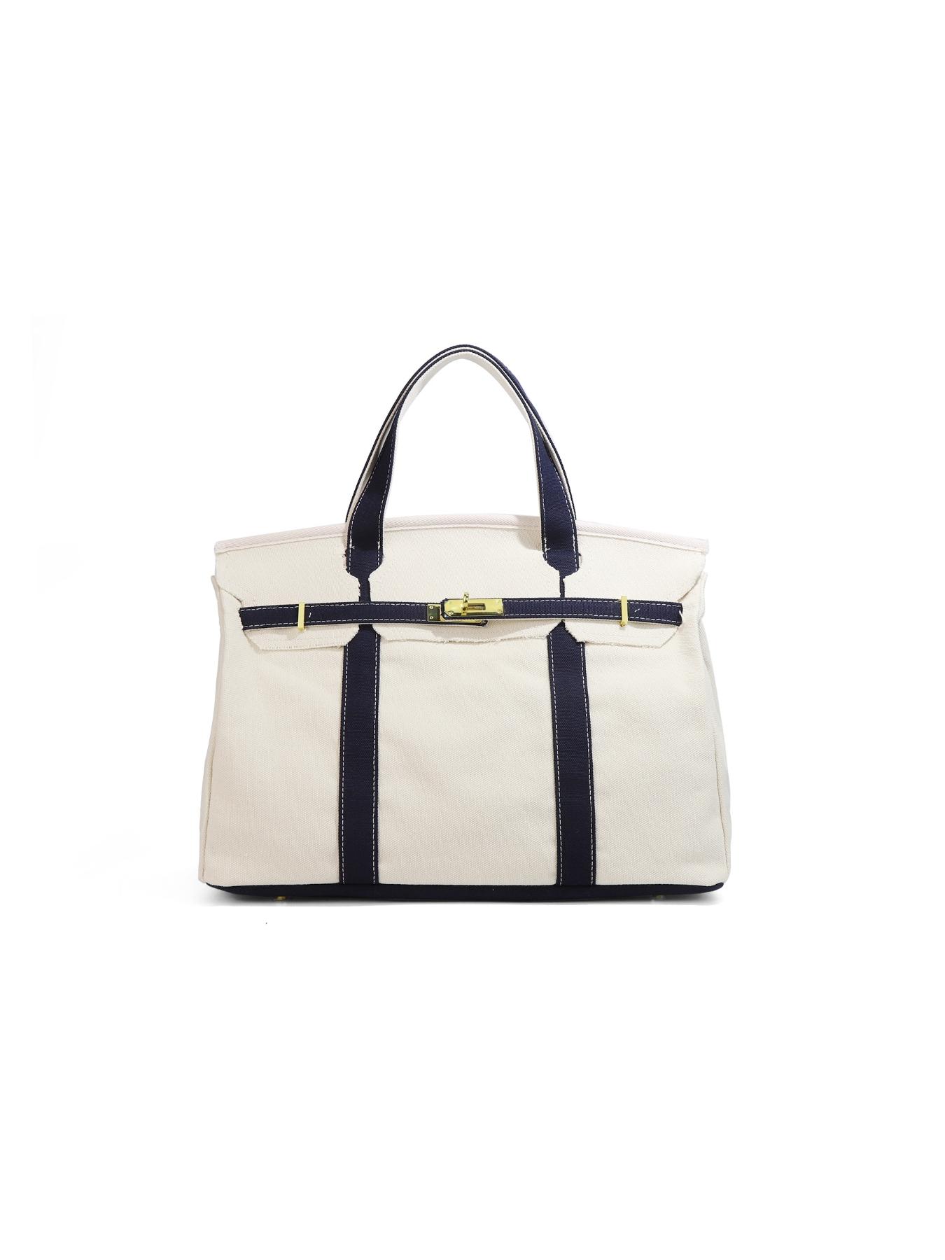 New High-End Canvas Colorblock Handbag, Fashion Patterned Bag, Large Capacity Commuter Tote Bag, Versatile and Stylish, Perfect for Daily Use