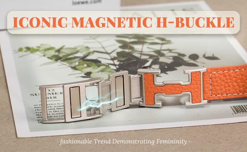 CRAZYGRASS Magnetic Leather Strap for Women Watch band Fit 38mm/40mm/41mm/42mm/44mm/45mm/46mm/49mm Square Smartwatch Compatible with Smartwatch 9/8/7/6/5/4/3/2/1/SE/SE2 Breathable [WATCH NOT INCLUDED] Wearable Electronic Gadgets