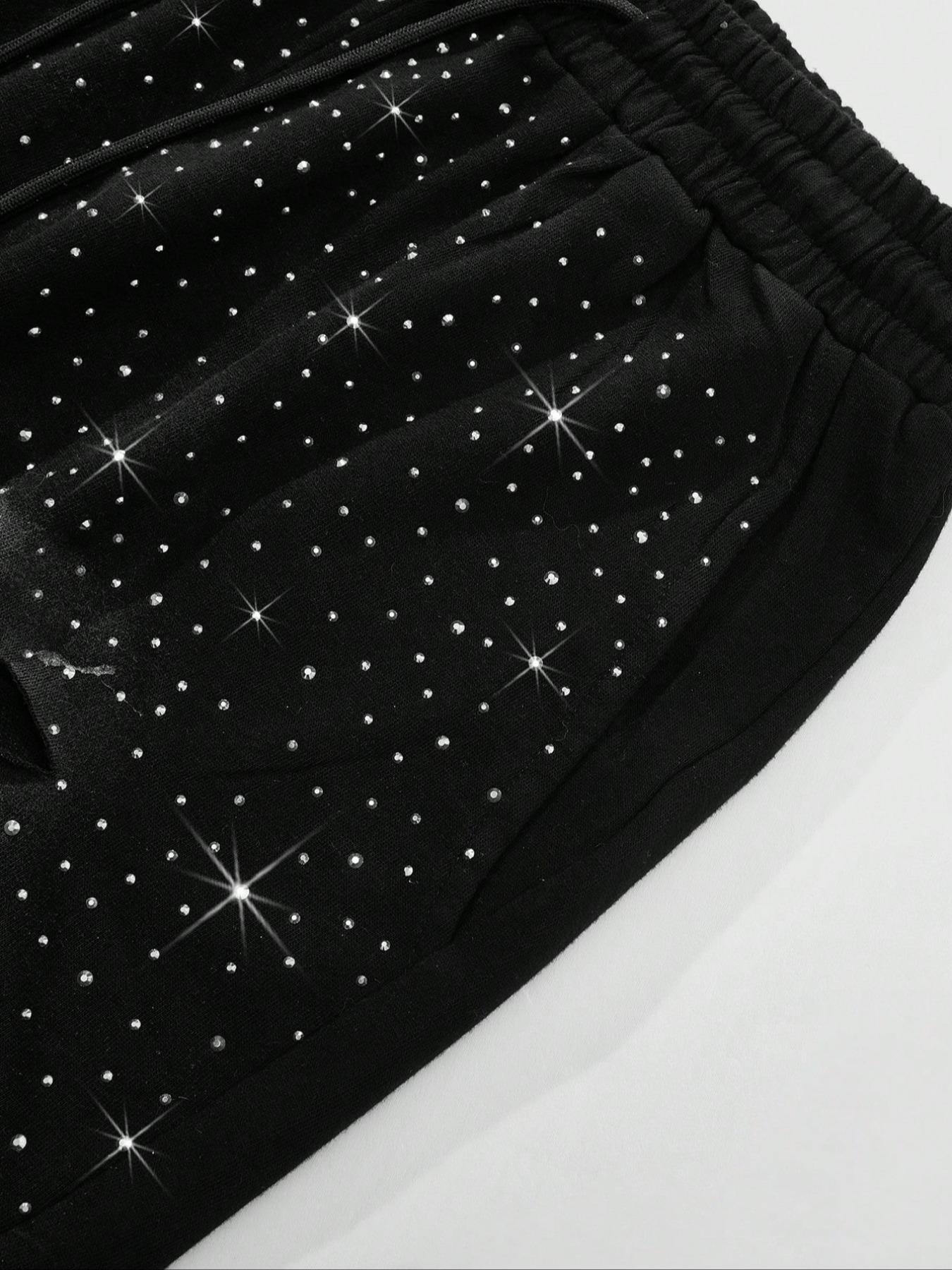 Men's All over Print Rhinestone Decorated Floral Casual Shorts, Fitted Style for All Seasons, Moderate Fabric Thickness, Casual Fashionable Shorts