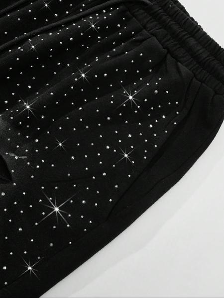 Men's All over Print Rhinestone Decorated Floral Casual Shorts, Fitted Style for All Seasons, Moderate Fabric Thickness, Casual Fashionable Shorts