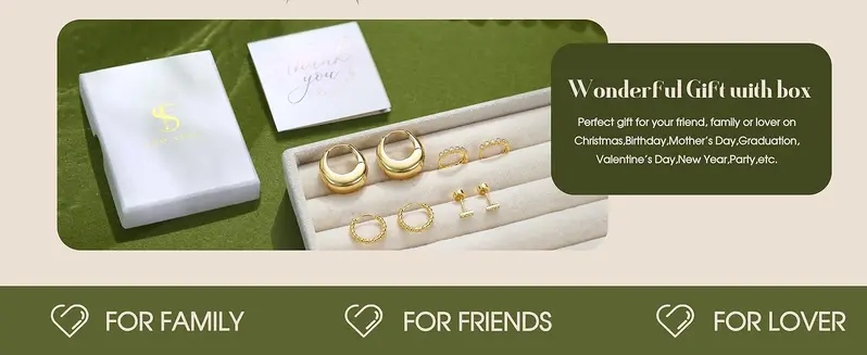 Small Chunky Gold Hoop Earrings for Women Stud Earrings Jewelry Hypoallergenic - Gold Silver Hoop Earring Stacks Non Tarnish 14K Gold Plated Flat Back Huggie Hoop Earring Sets for Multiple Piercing Lightweight 4Pairs