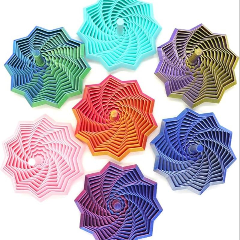 3D Printed Sensory Star Shape, Handheld Fractal Hexagon Decompression Toy, Office Desk Pressure Reliever, Stress Relief Fidgeting, Rotating Spiral