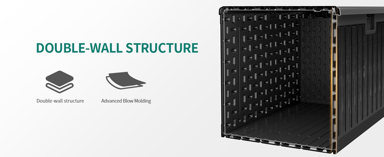 DWVO 90 Gallon Large Deck Box with Side Handles, Outdoor Double-Wall Storage for Patio Furniture Cushions, Garden Pool Accessories, Water Resistant & Lockable