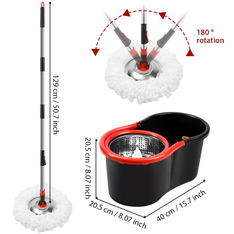 Multi-Functional Spin Mop and Bucket Set with Wring System– Ultra-Absorbent, Adjustable & Extendable Pole with 2 Replacement Microfiber Mop Refills, Home Cleaning Tools for Household Multi-Functional Spin Mop and Bucket Set with Wring System– Ultra-Absorbent, Adjustable & Extendable Pole with 2 Replacement Microfiber Mop Refills, Home Cleaning Tools for Household