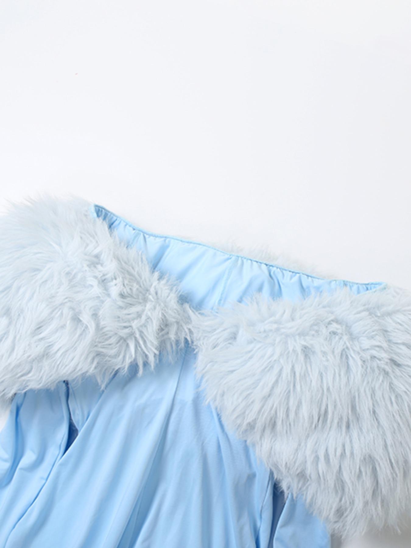 Women's Fall Fashion Streetwear Plush Patchwork Bodycon Fitted Crop Jumpsuit, Trendy Casual One-Piece for Daily Wear