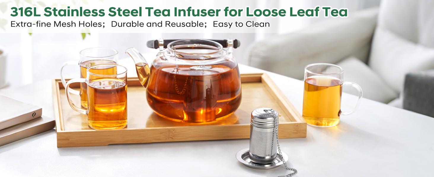 316L Stainless Tea Infuser – Fine Mesh Loose Leaf Tea Steeper for 8–16 oz Mugs, & Small, Dishwasher Safe (1 Pack)