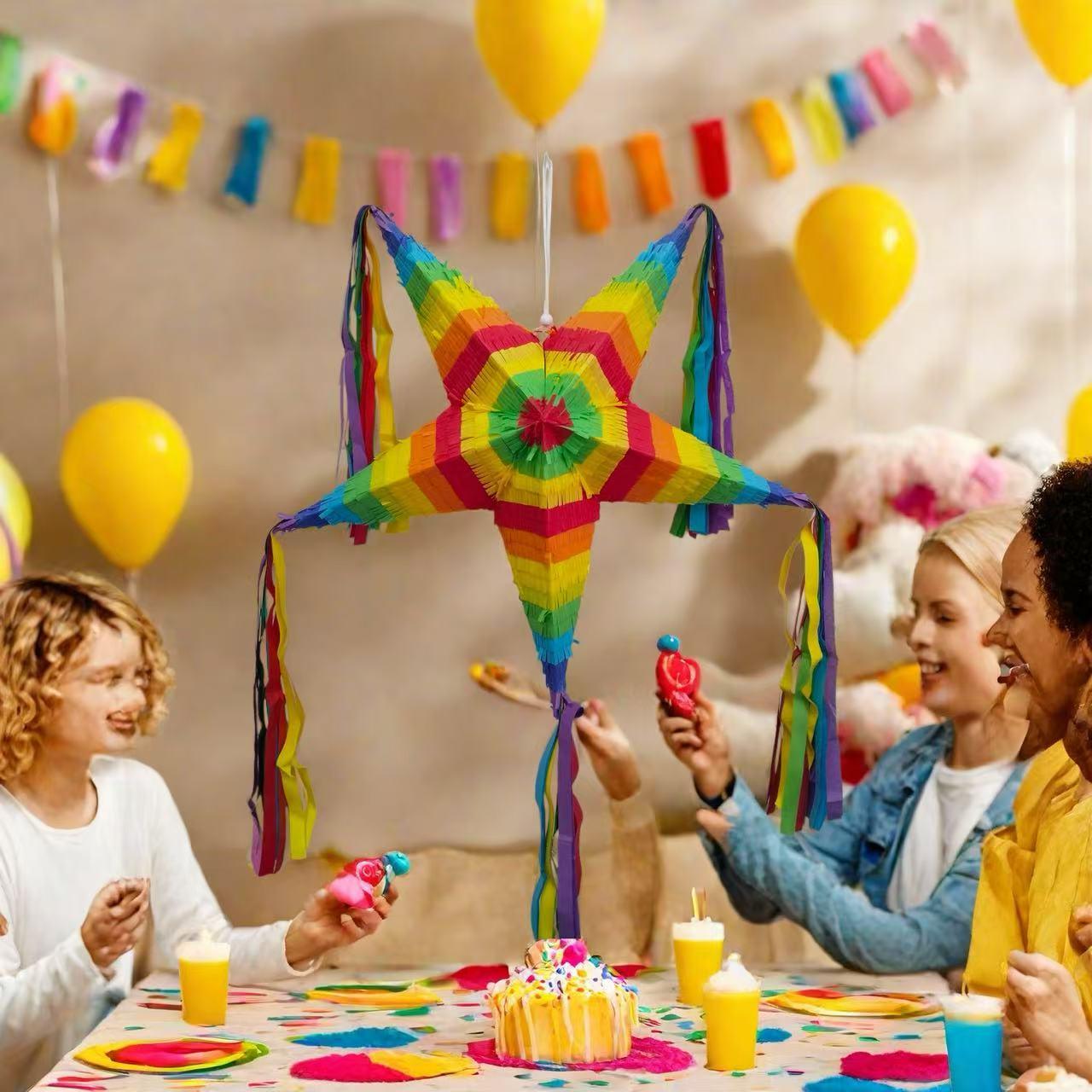 Foldable Pentagon Pinata Set, Colorful Party Decorations, Birthday & Festival Events, Team Building Activities, Outdoor Gatherings