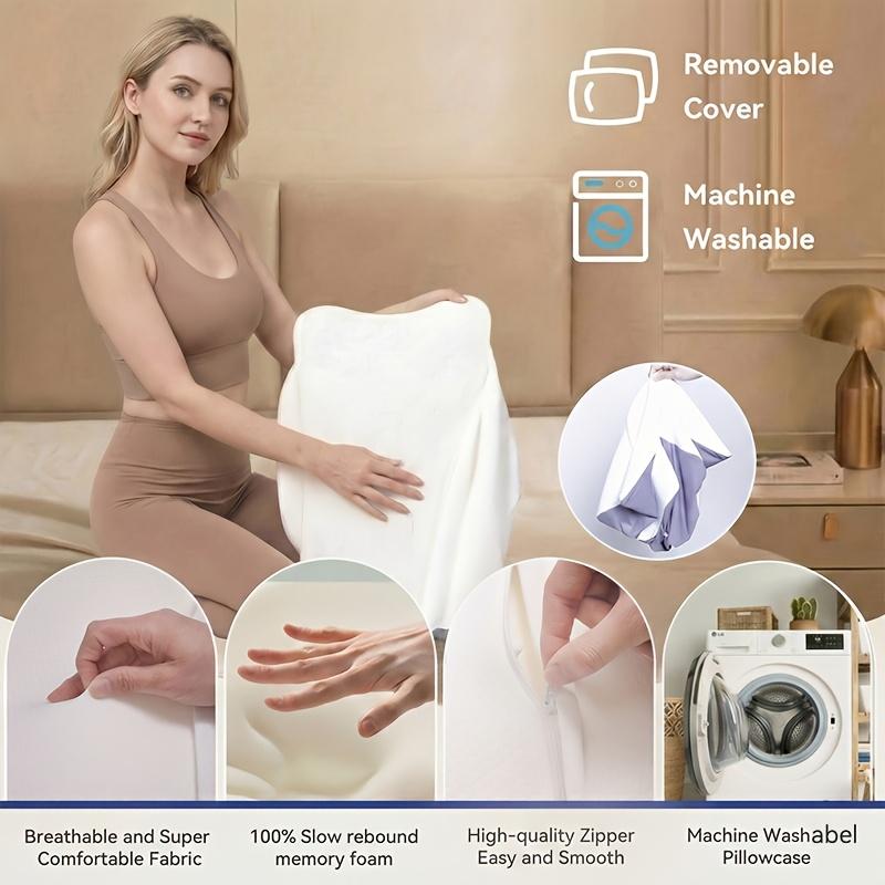WKEFF Cervicalpillow, sleeping neckpillow, butterfly-shaped memory foam pillow, ergonomic cervical support pillow, rebound sleeping and neck relaxation pillow, bedding suitable for supine and side sleeping, sleeping pillow with machine washable pillowcase