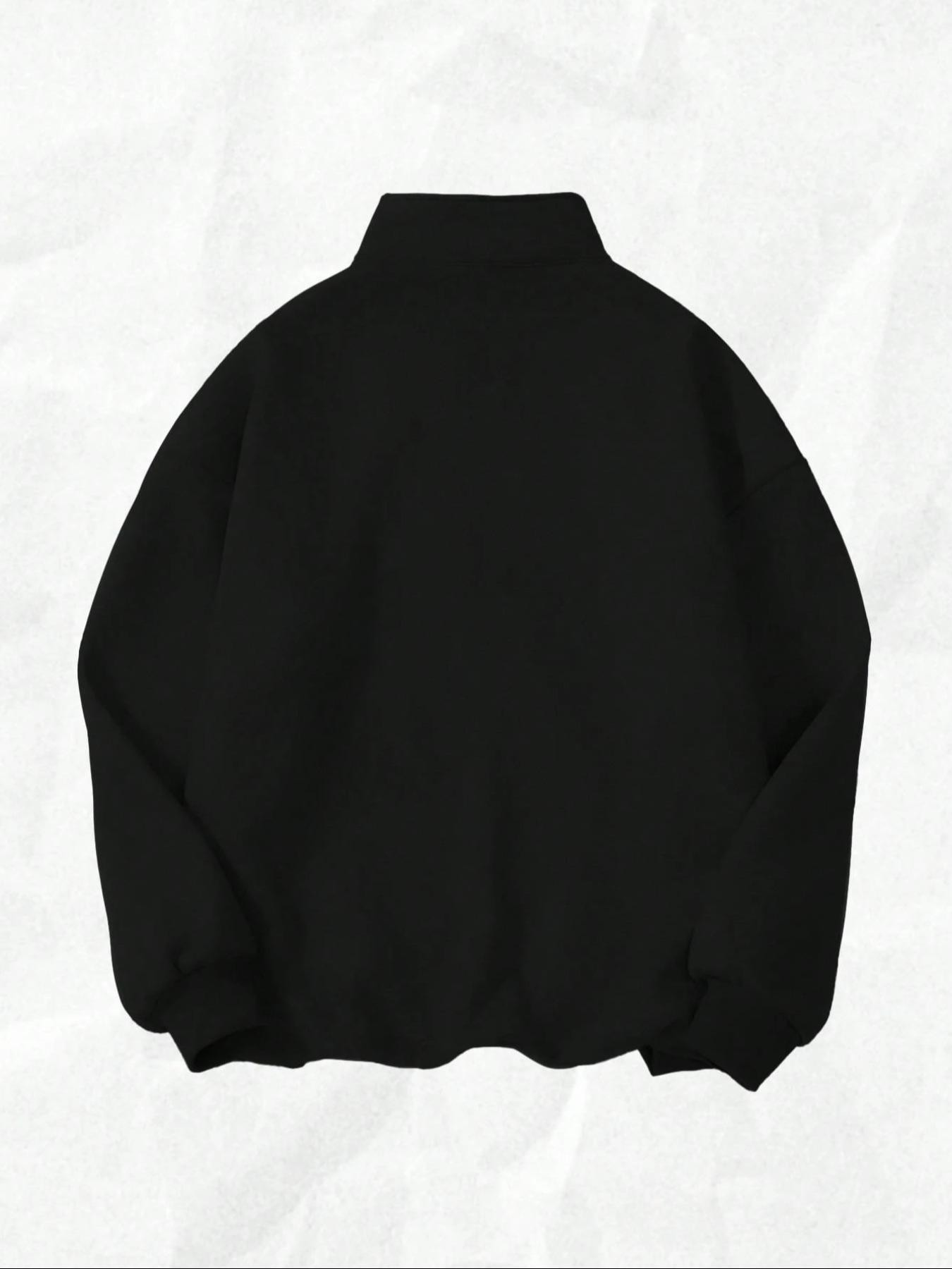 "JESUS" Aesthetic Half Zip Oversized Long Sleeve Sweatshirt, Y2K Christian Graphic Hoodie, Cozy Fleece Drop Shoulder Pullover, Vintage Washed Finish, Daily & Streetwear, Religious Print Top, Casual Pullover Tops, Womenswear