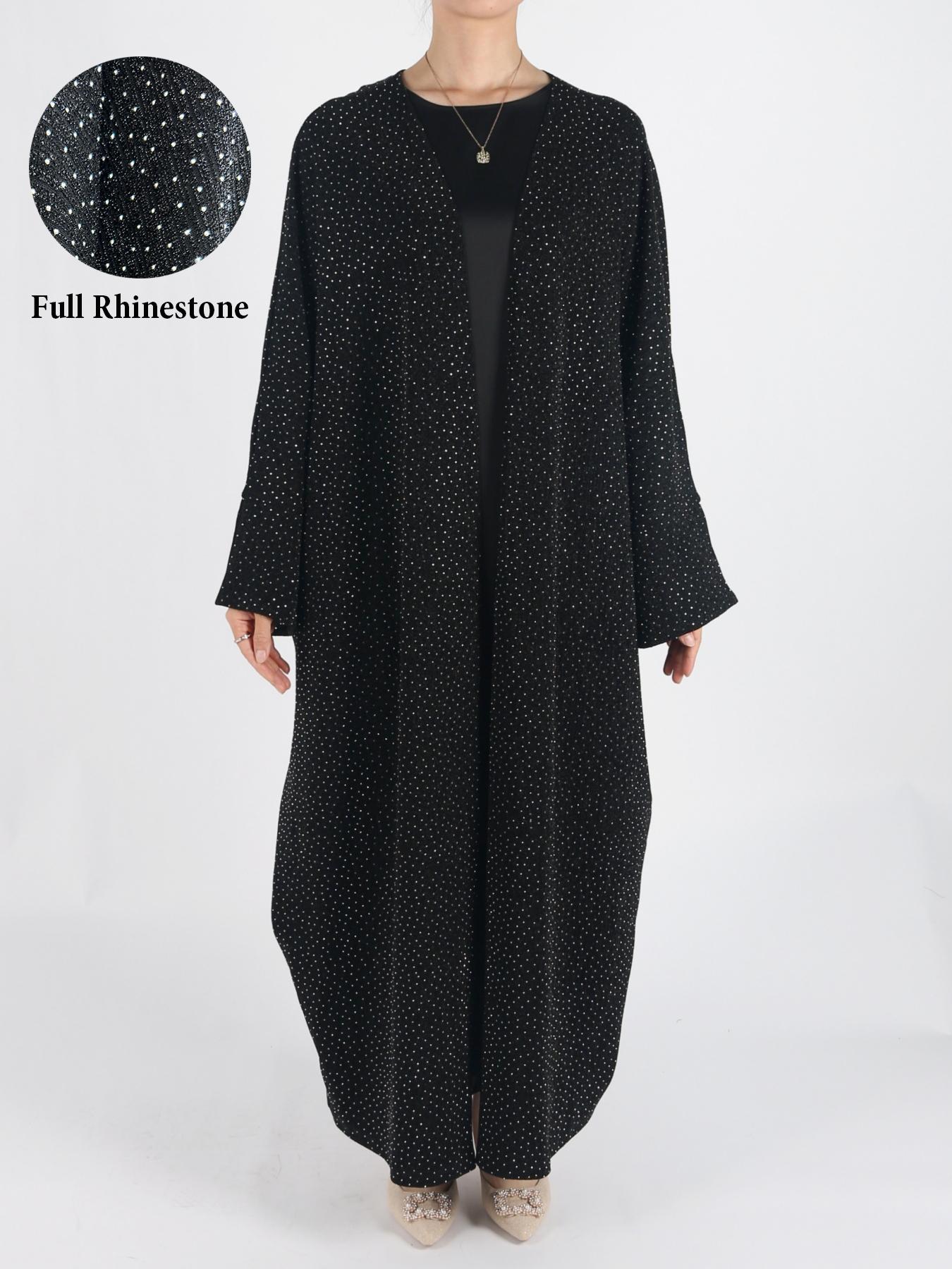 Women's Long Coat Full Rhinestone Luxury Party Loose Fit, Elegant Holiday Outerwear, Stylish Evening Wear, Fashionable Winter Clothing