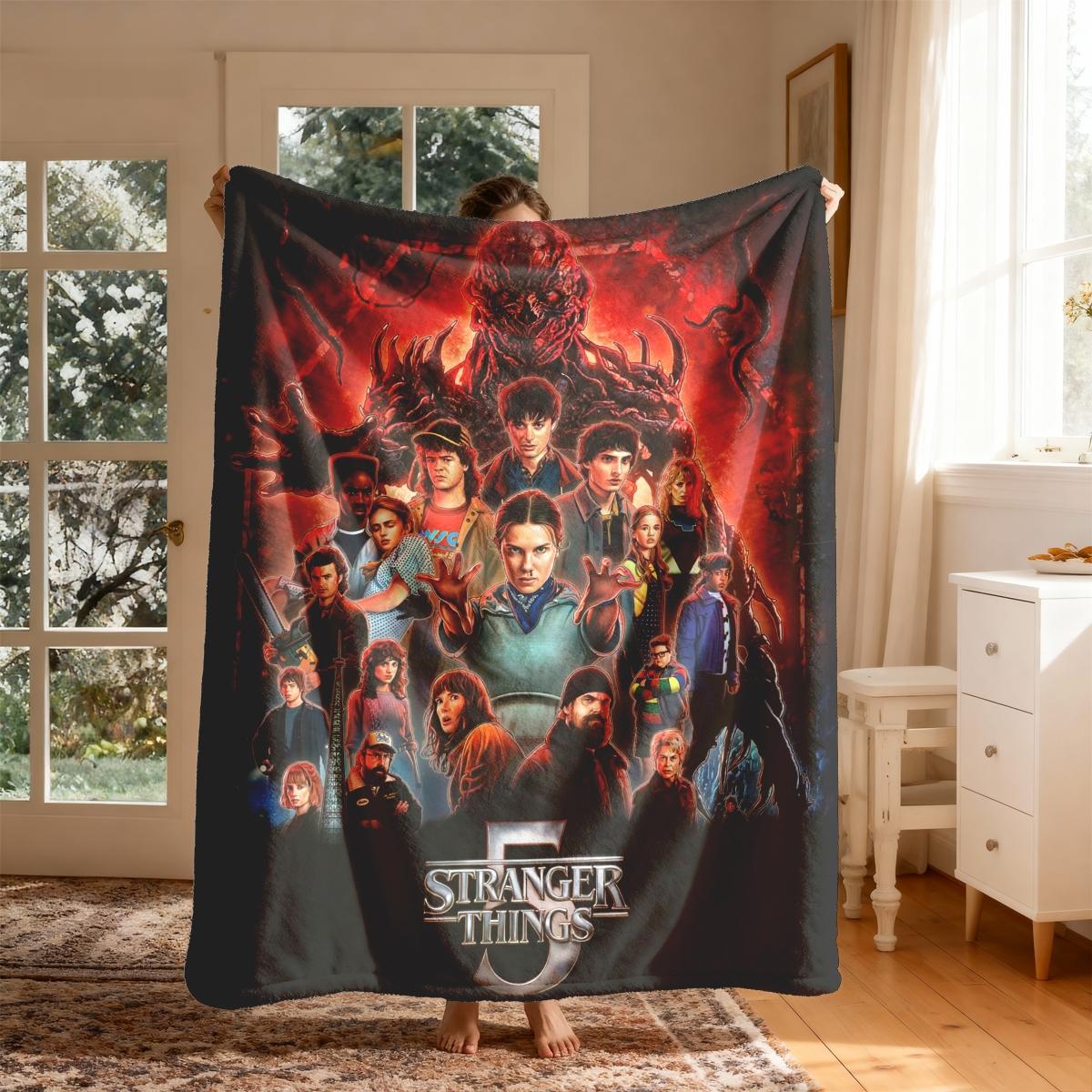 Stranger Things Season 5 Dark Mirror Theme Flannel Bedroom Blanket