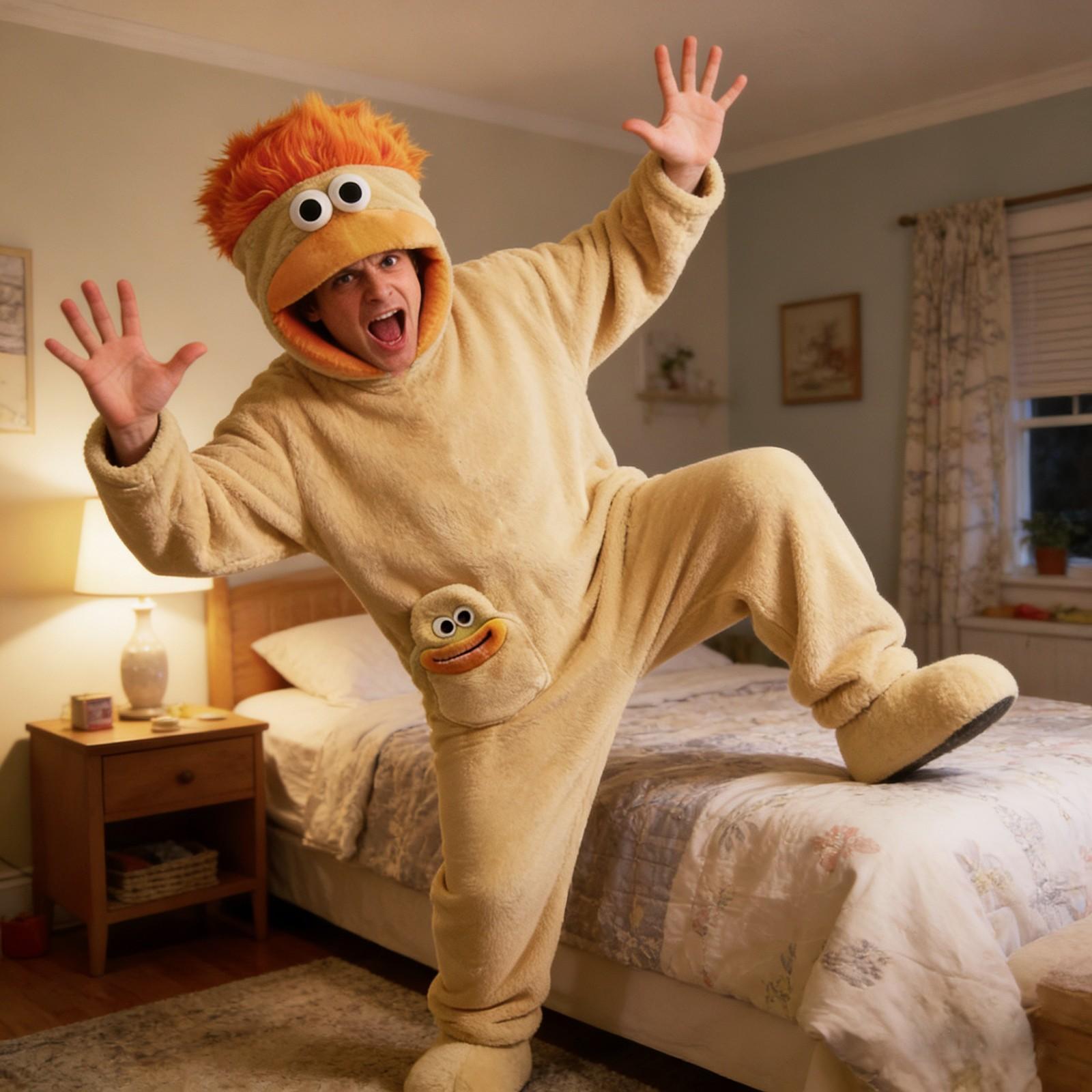 Cute Onesie Set, Warm Loose Comfortable Hooded Flannel Pajamas, Perfect for Casual Fun Parties, 3-Piece Set Includes Robe + Comb + Shoes