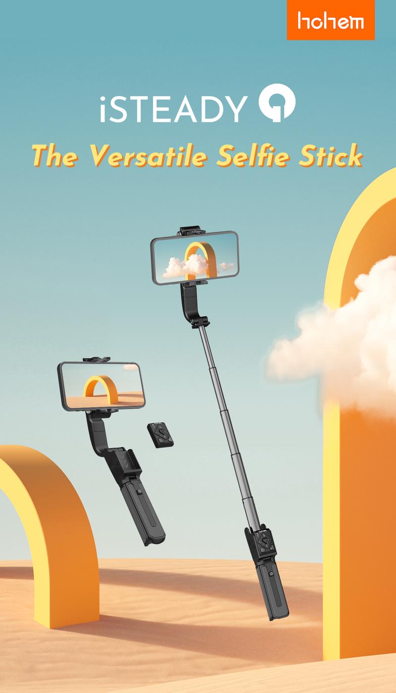 Hohem iSteady Q Selfie Stick Gimbal Stabilizer, 2 Axis Face Tracking & 360° Rotation Tripod with Wireless Remote, 4 in 1 Portable Tripod w/Extendable Stick