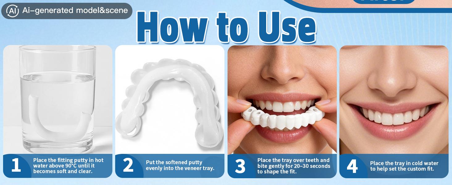 2026 Adjustable Snap-On Veneers Denture Set - Upper-Lower Teeth Covers, Natural Full Coverage Tooth Caps Kit for Adults