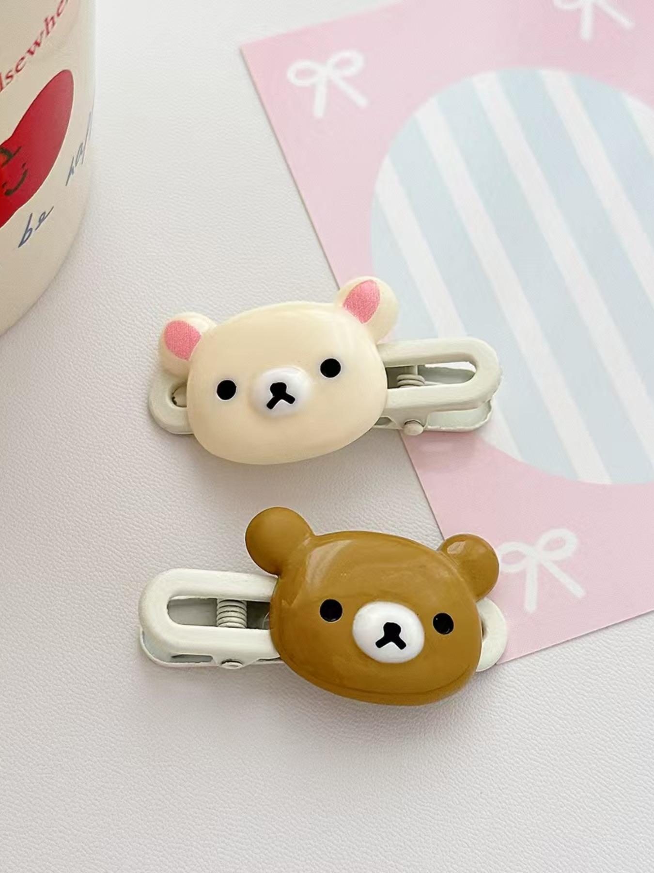 Cute Cartoon Bear Hair Clips Set, Sweet and Versatile, Girls Side Hair Accessories, 4 Pieces, Perfect for Daily Use