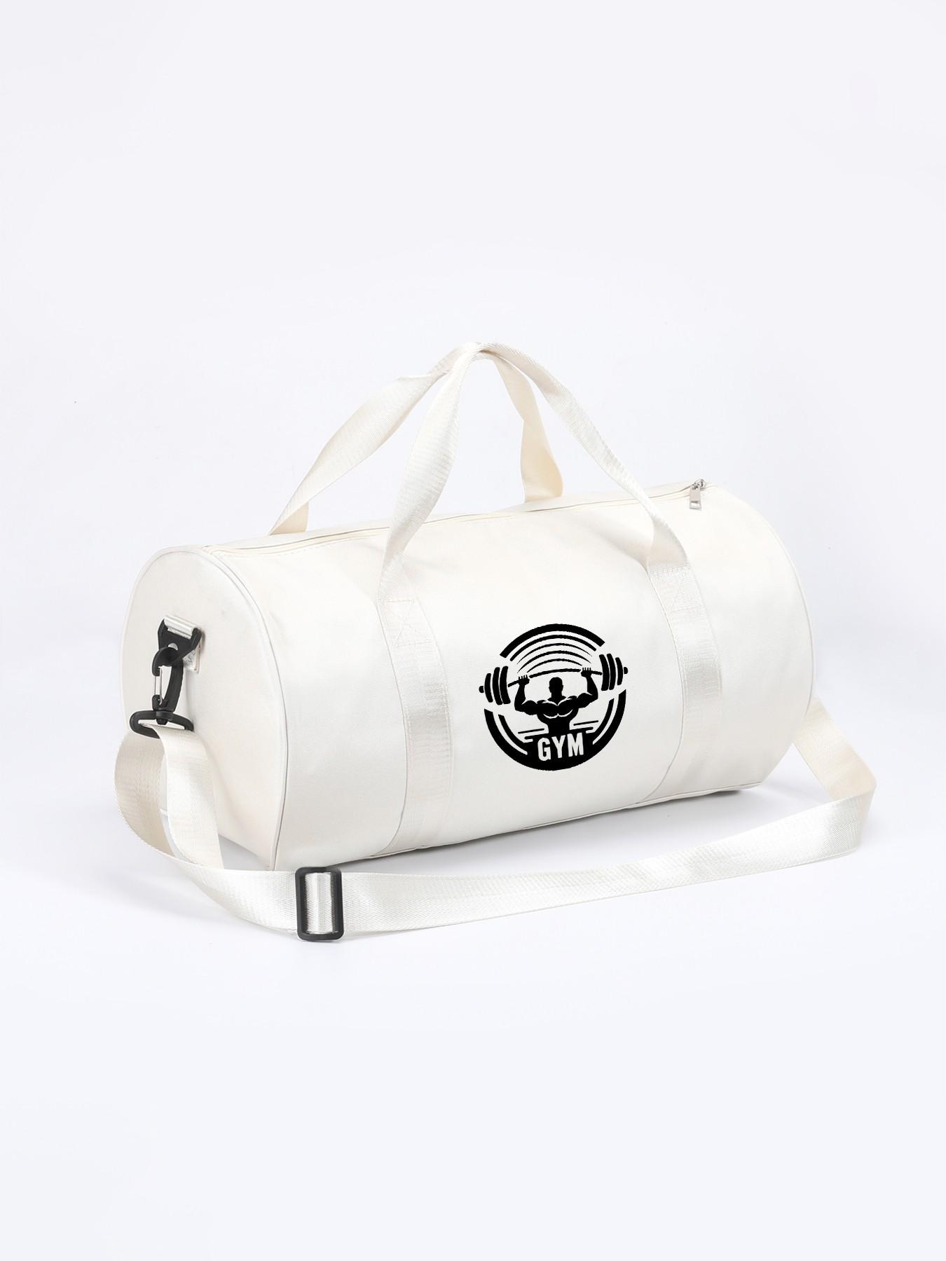 Gym Weightlifting Muscle Print Round Fitness Bag, Large Capacity Sporty Backpack, Handheld Crossbody Travel Bag, Versatile Two-In-One Design