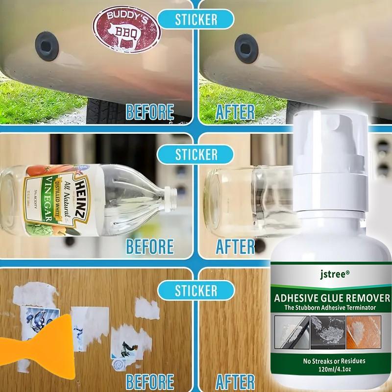 Jstree Powerful Adhesive Remover, Removes Unwanted Stickers & Double-Sided Tape Residue, 120ML Cleaning Solution, Effective De-Glue Agent