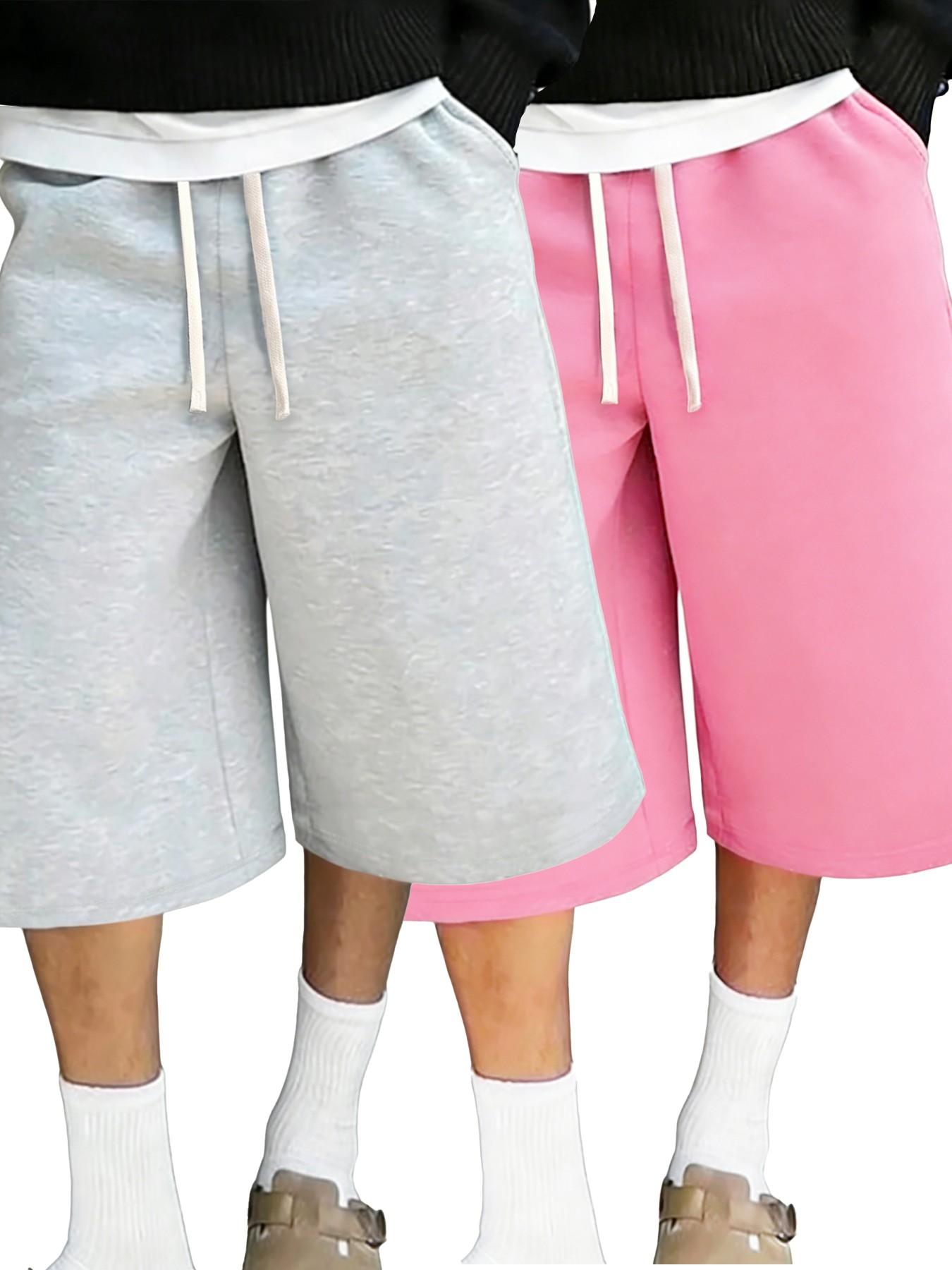 Men's Casual Wide Leg Shorts, Elastic Drawstring Waist, Soft Comfortable Fabric, Perfect for Daily Wear & Sports Activities