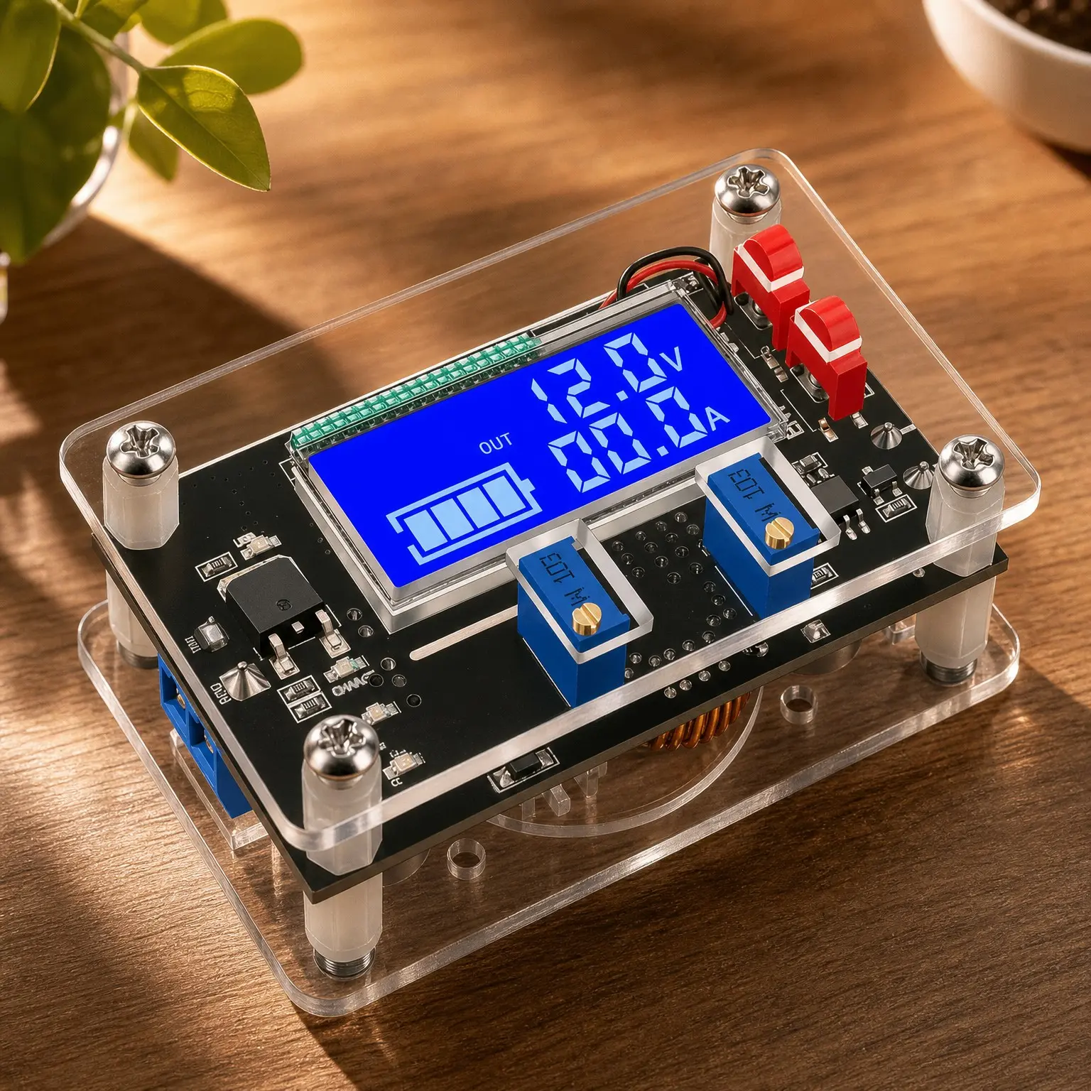 DC Buck Converter Adjustable Voltage Regulator 12V 6V-32V to 1.5-32V 5A, LCD Screen Step Down Converter with USB Port and Protective CaseGift