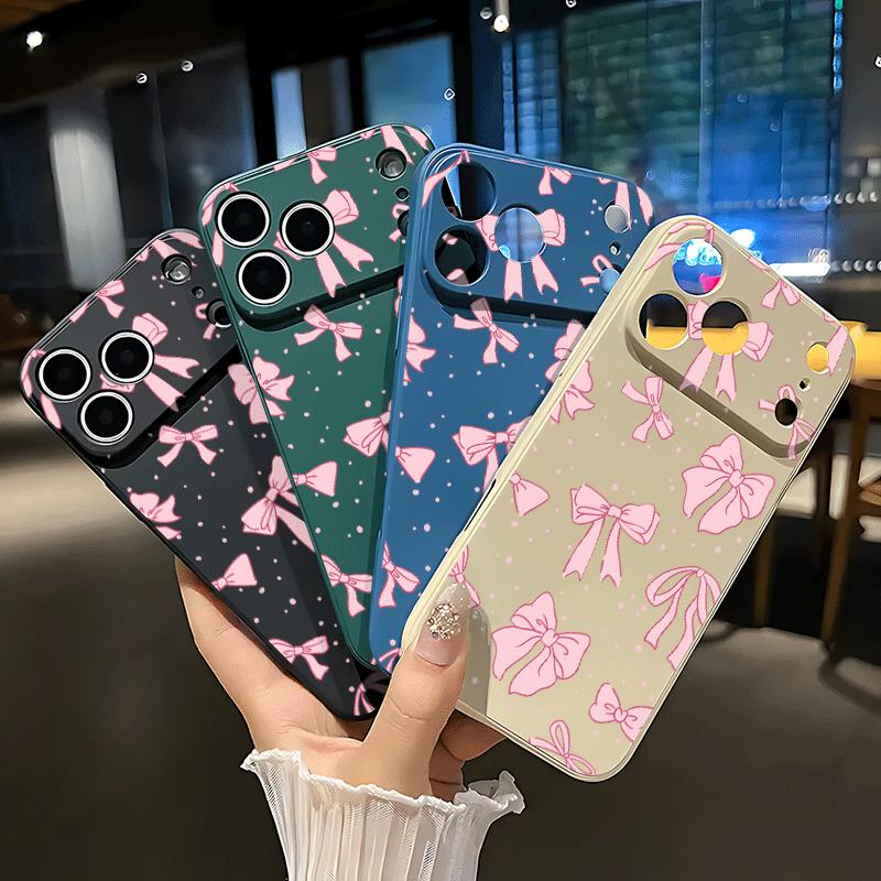 Full screen pink bow tie Soft&Flexible TPU Silicone Phone Case For iPhone 17 Pro Max AIR 16 15 14 13mini 12 11 Plus XR XSMAX Cases For Samsung Galaxy S26 Ultra S25 Edge S24 S23 S22 Plus  Durable|Shockproof|Full Camera Protection