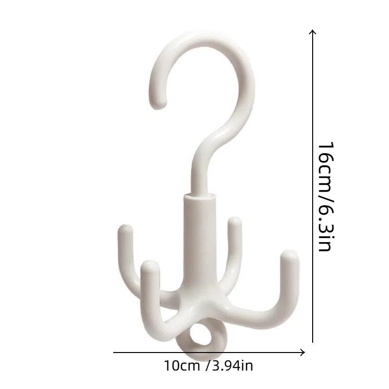 Rotating Hook Space-Saving Multi-Functional Closet Organizer, No Drilling Required, Perfect for Belts, Ties, Bras, Scarves, Storage Helper